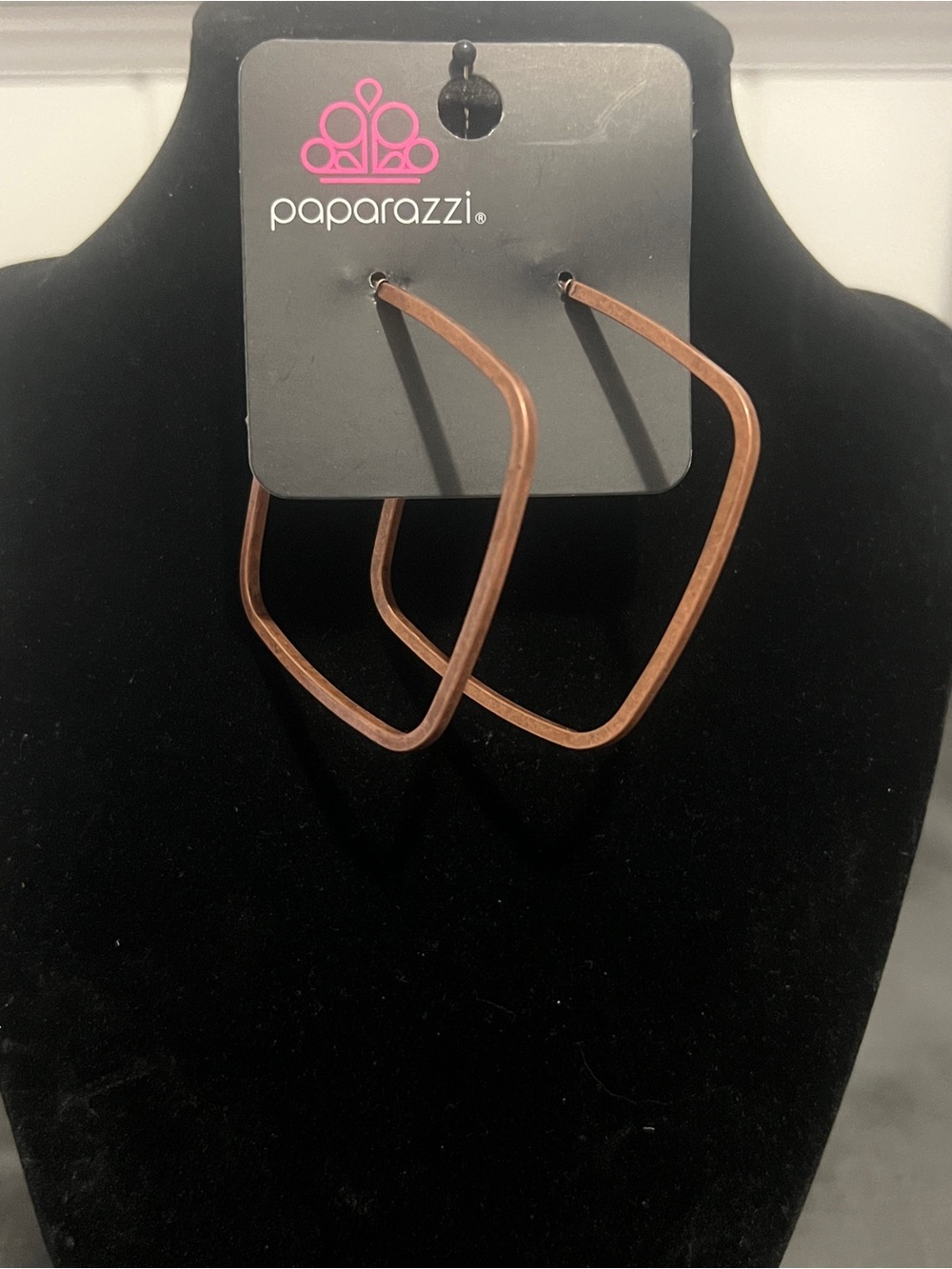 Paparazzi Copper-Tone Angular Hoop Earrings - Copper